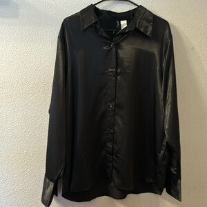 Divided faux silk button down size medium